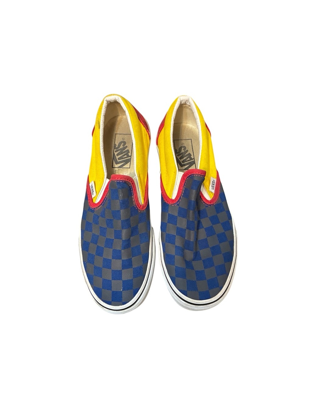 Vans Checkerboard Slip-On Sneakers - Blue/Yellow/Red